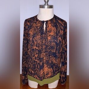 Cabi Border Wrap Snake skin‎ Print Blouse - Size XS